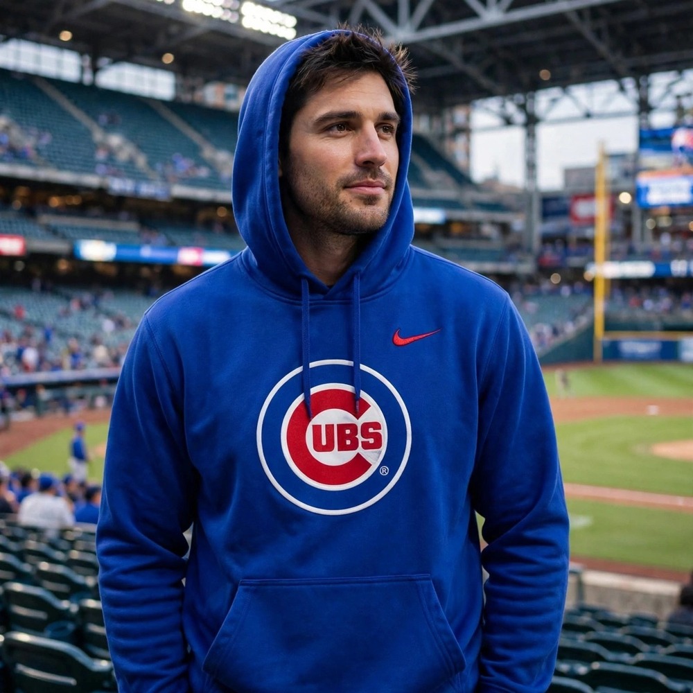 Nike Chicago Cubs Therma-FIT Pullover Hoodie Royal Blue Size Small